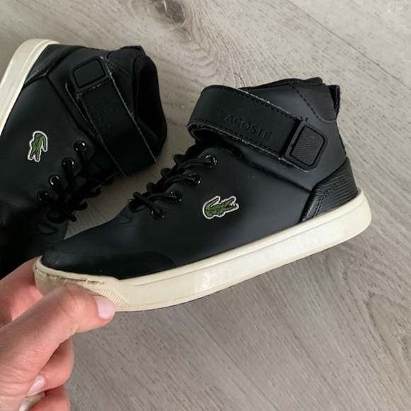 Lacoste Explorateur Classic High Top Black Leather Lace Up Sneakers Shoes sz 12‎ - Picture 3 of 10